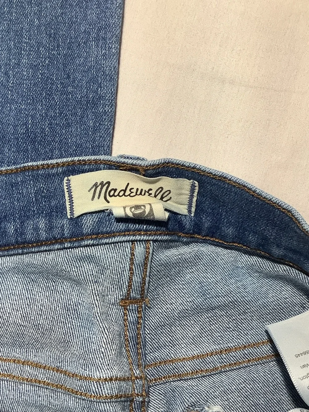 Madewell Medium Blue Mid Rise Kick Out Frayed-Hem Jeans